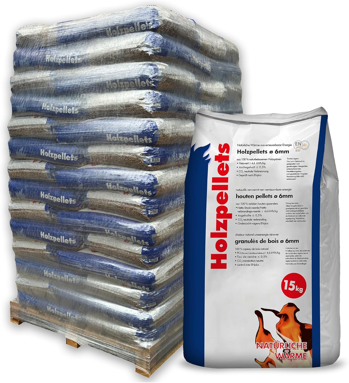 Holzpellets - Granulés de bois 70 x 15 kg
